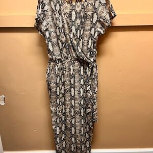 VENUS Snake Print Maxi Dress - Black and Cream